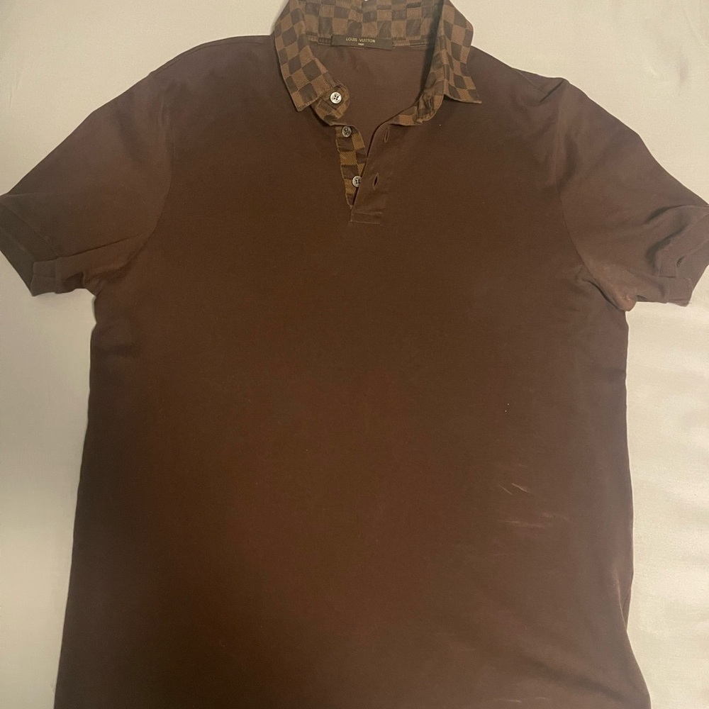 Louis Vuitton Brown Damier-Collar Polo (Men’s L, Fits Like M)